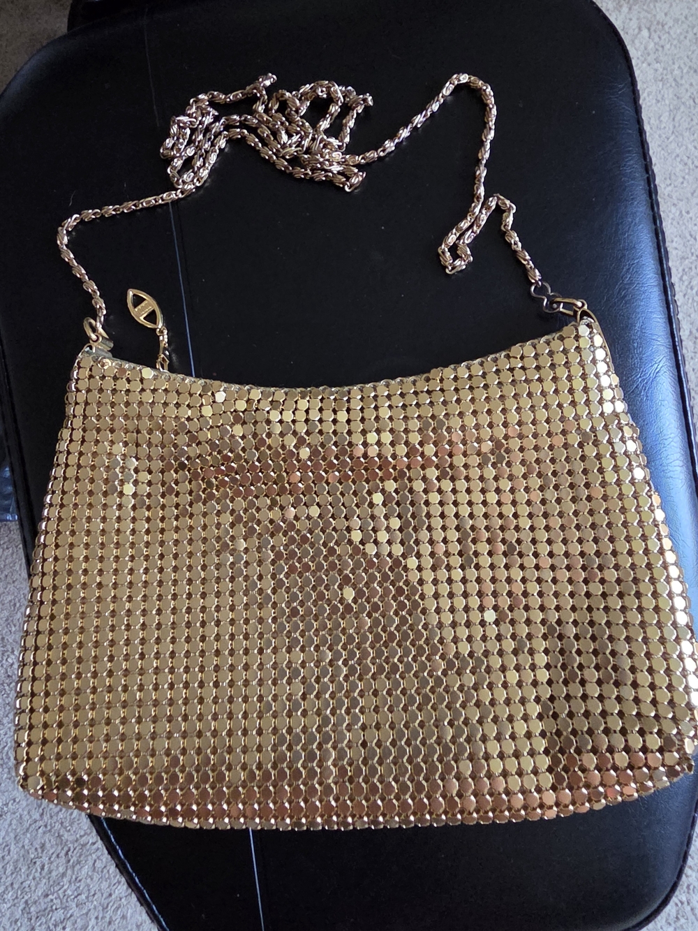 Gold Mesh Sparkle with Chain Shoulder Bag